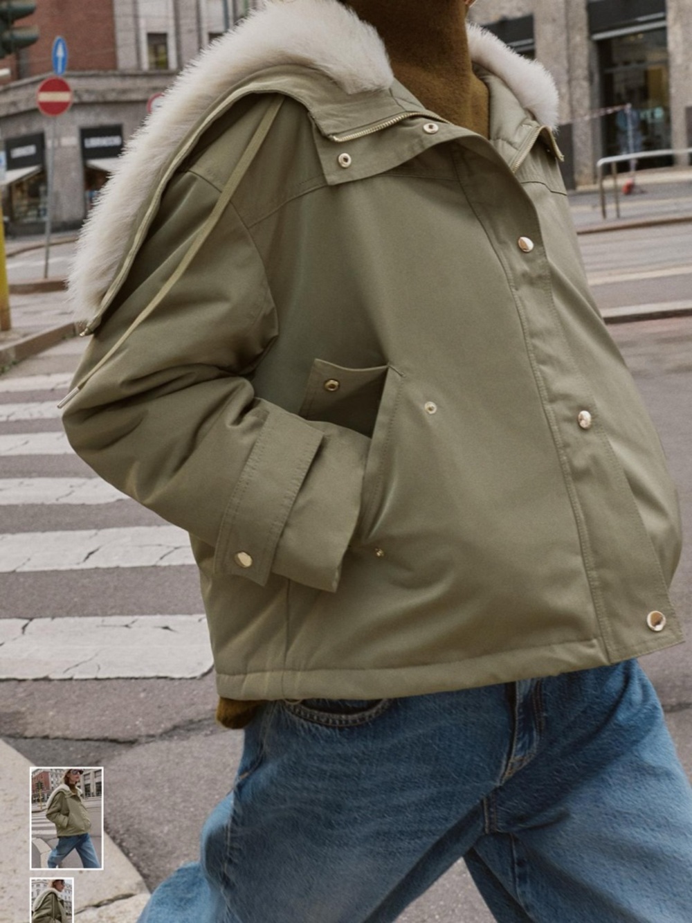 NWT Faux Hooded Short Parka S 8372
